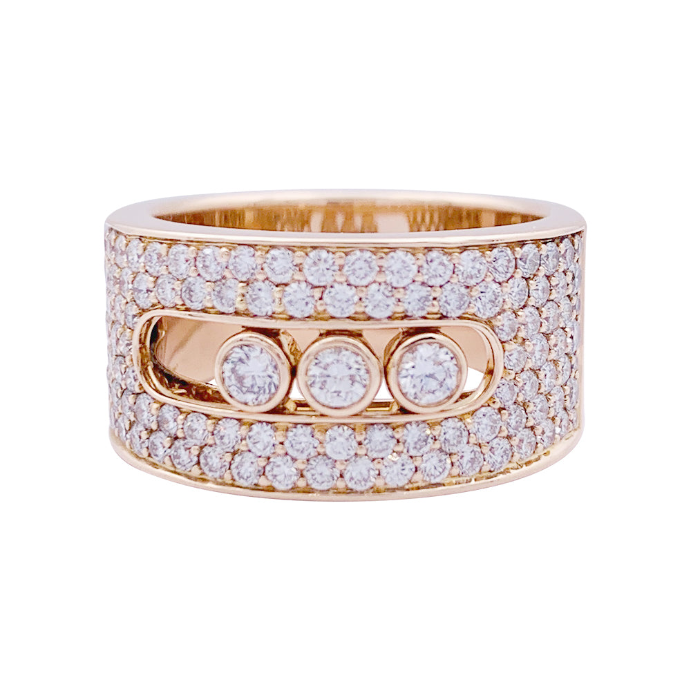 Bague Messika, "Move Joaillerie Pavée", or rose, diamants.