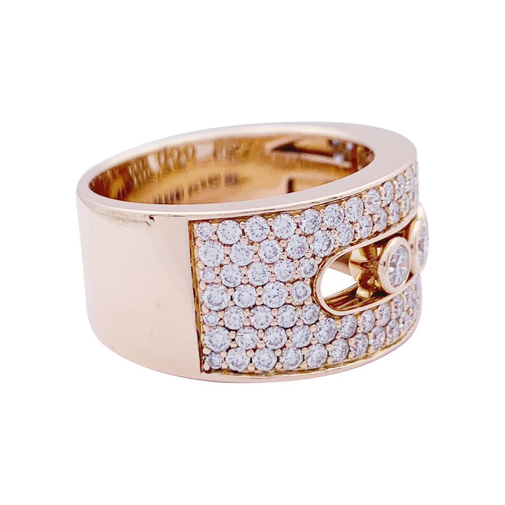 Bague Messika, "Move Joaillerie Pavée", or rose, diamants.