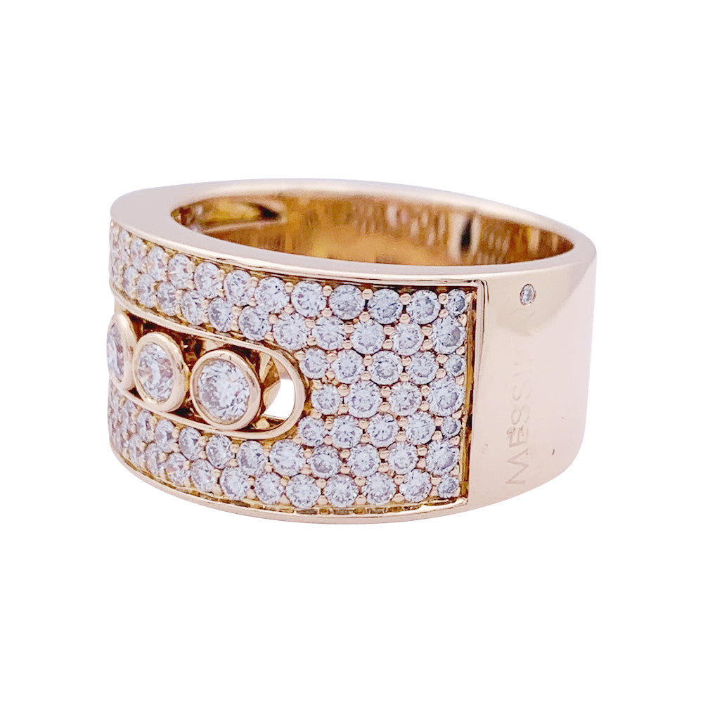 Messika ring, "Move Joaillerie Pavée", pink gold, diamonds.