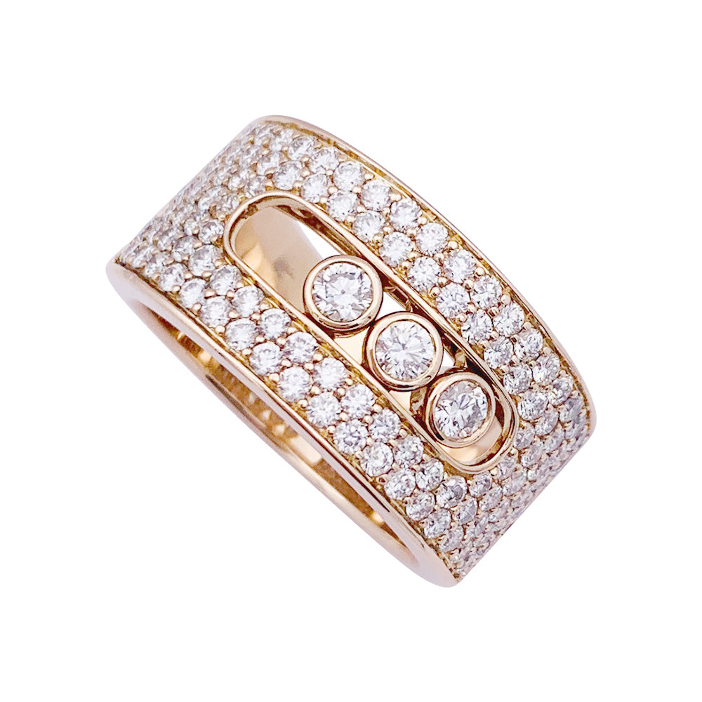 Messika ring, "Move Joaillerie Pavée", pink gold, diamonds.