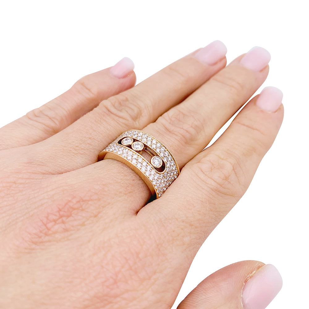 Messika ring, "Move Joaillerie Pavée", pink gold, diamonds.