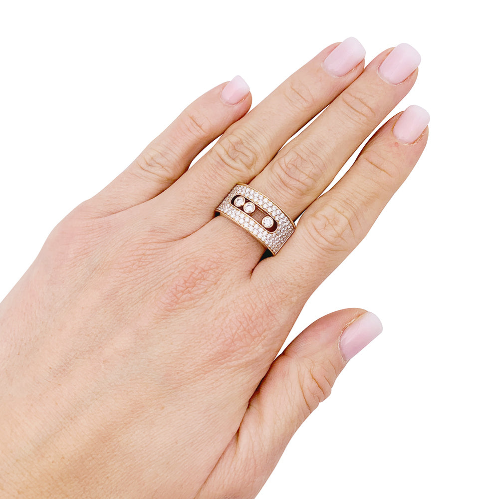 Messika ring, "Move Joaillerie Pavée", pink gold, diamonds.