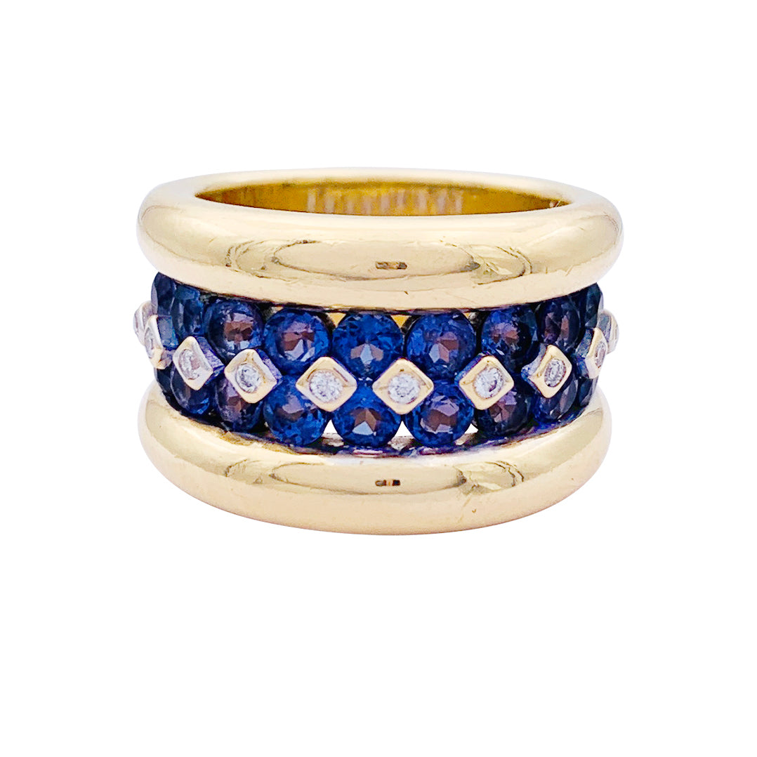 Bague Poiray or jaune, saphirs, diamants.