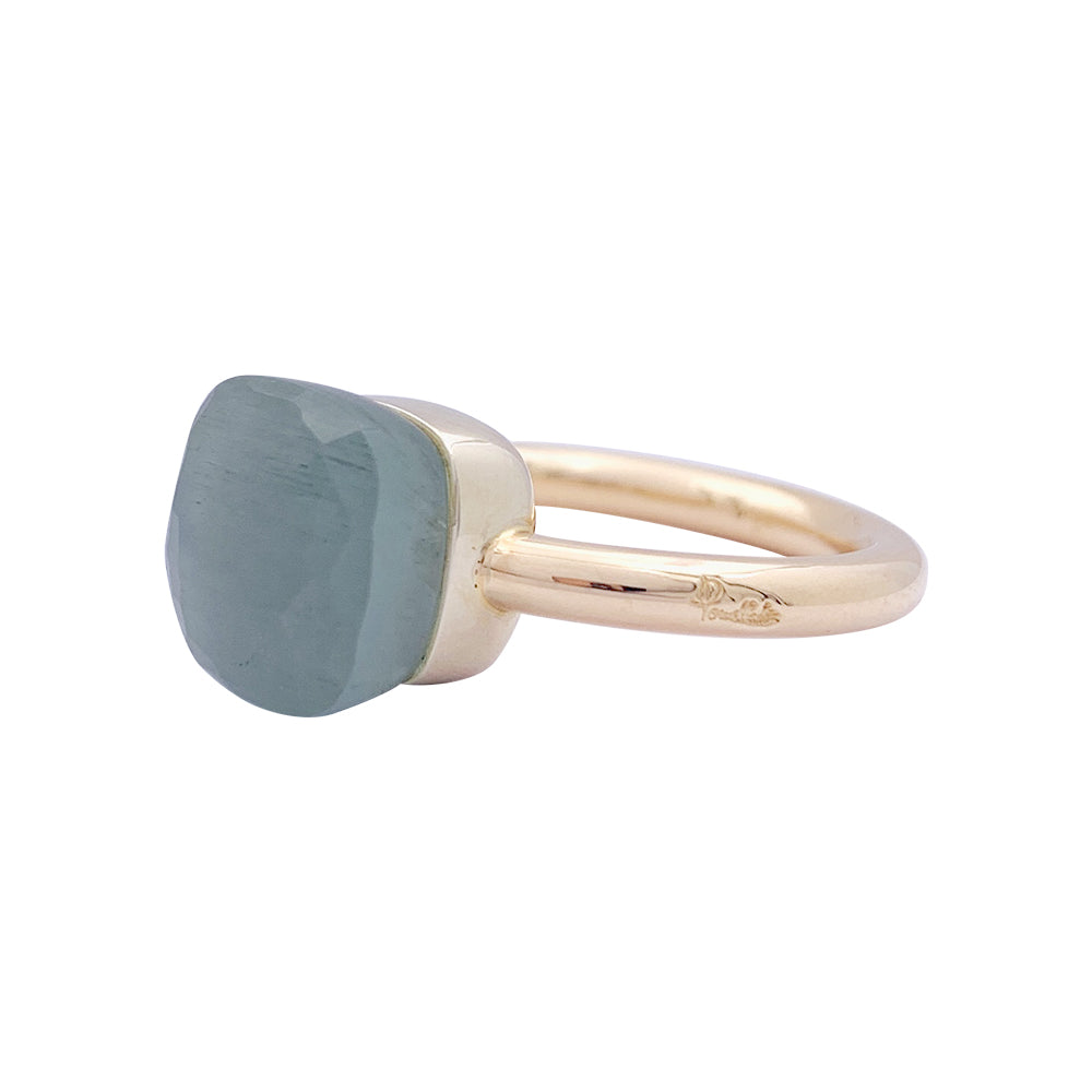 Bague Pomellato,"Nudo Classic", deux ors, aigue-marine laiteuse.