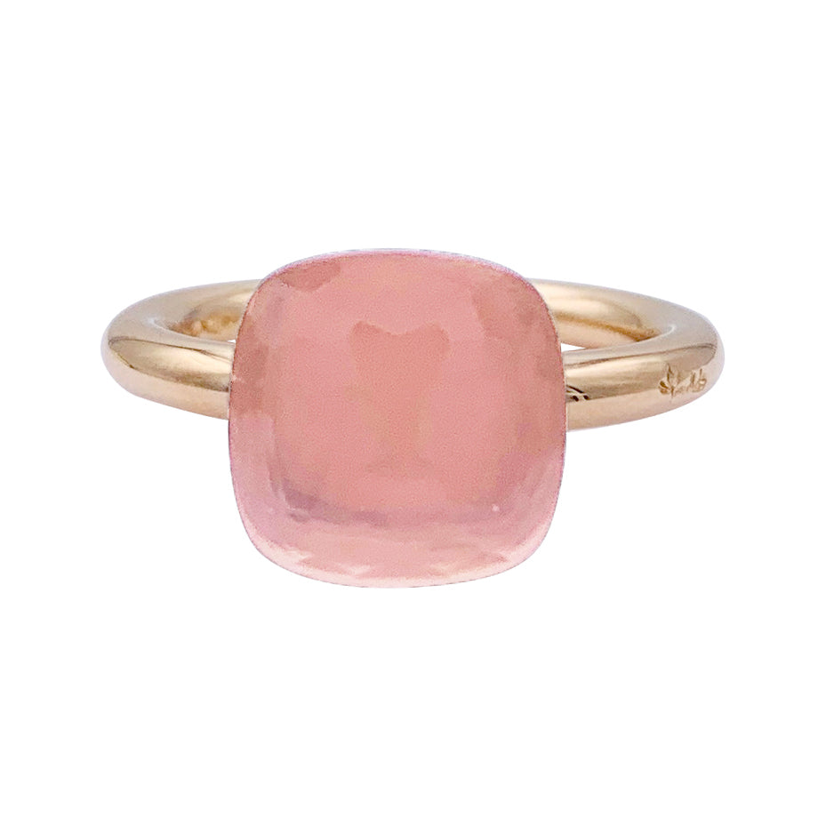 Bague Pomellato,"Nudo Classic", deux ors et quartz rose.