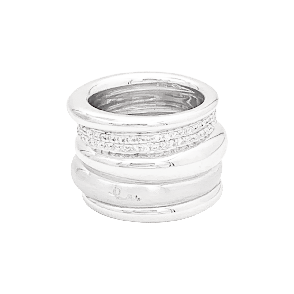 Bague Pomellato, "Tubolare", or blanc, diamants. - Maison Eloe