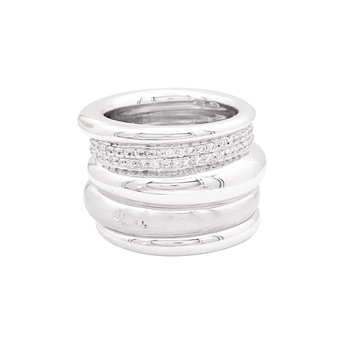 Bague Pomellato, "Tubolare", or blanc, diamants. - Maison Eloe