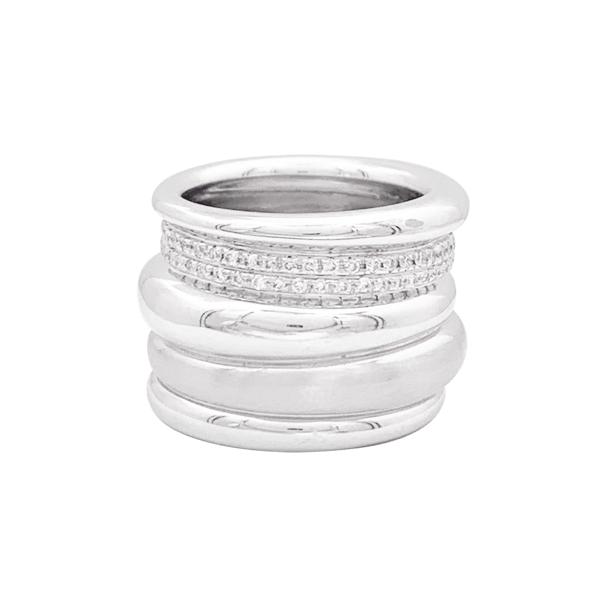 Bague Pomellato, "Tubolare", or blanc, diamants. - Maison Eloe