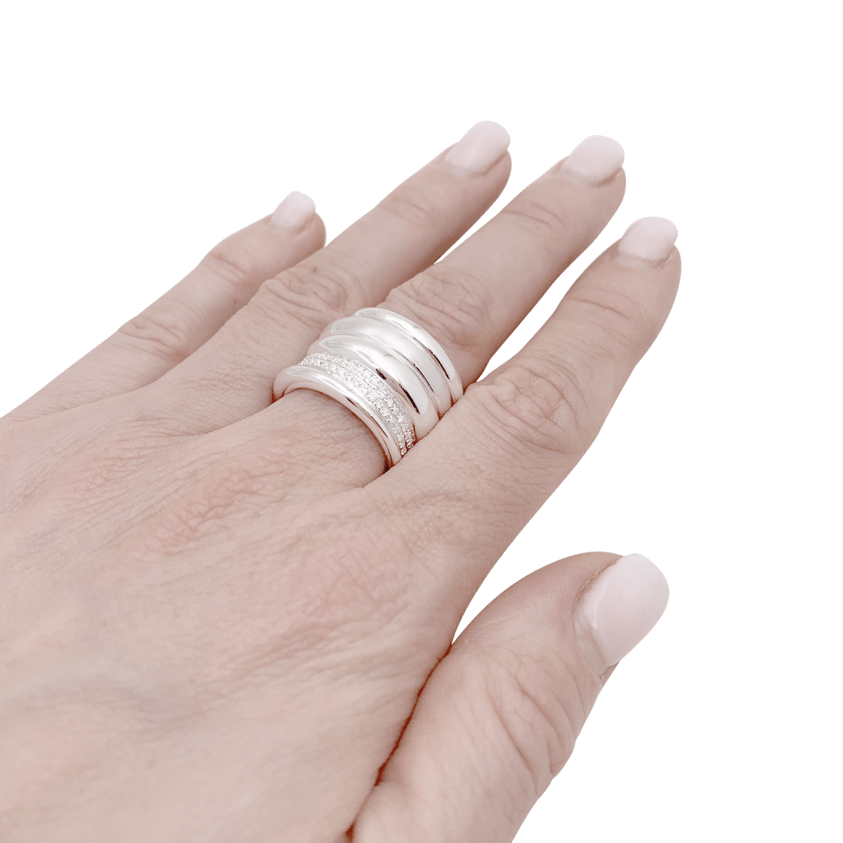 Bague Pomellato, "Tubolare", or blanc, diamants. - Maison Eloe