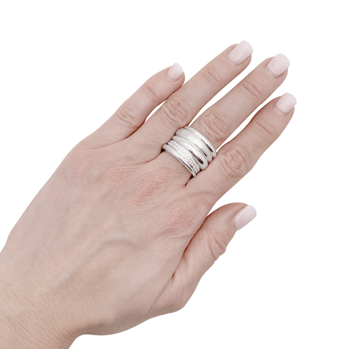 Bague Pomellato, "Tubolare", or blanc, diamants. - Maison Eloe
