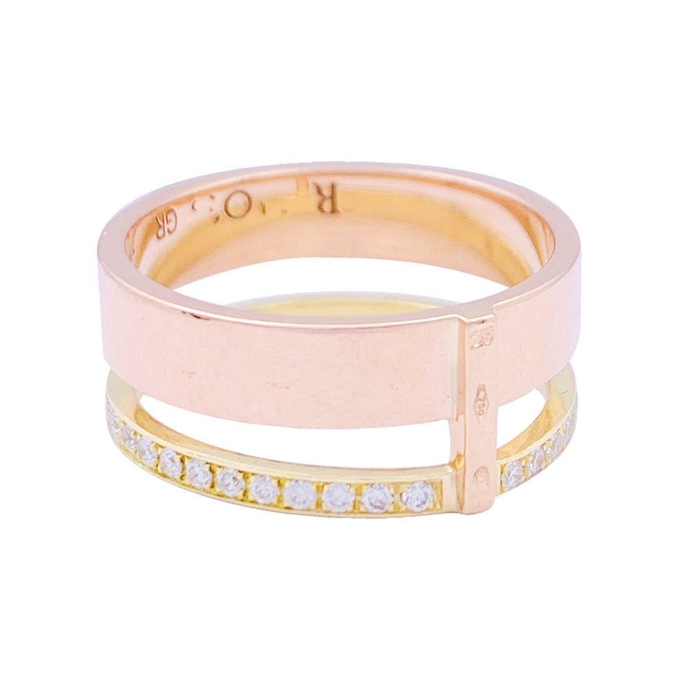 Repossi ring, "Berber", two golds and diamonds.