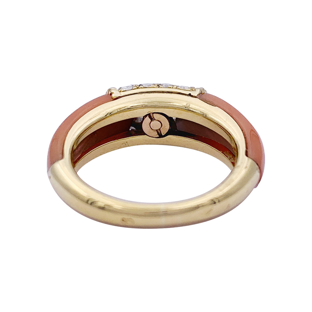 Van Cleef & Arpels "Philippine" ring, yellow gold, pink coral and diamonds.