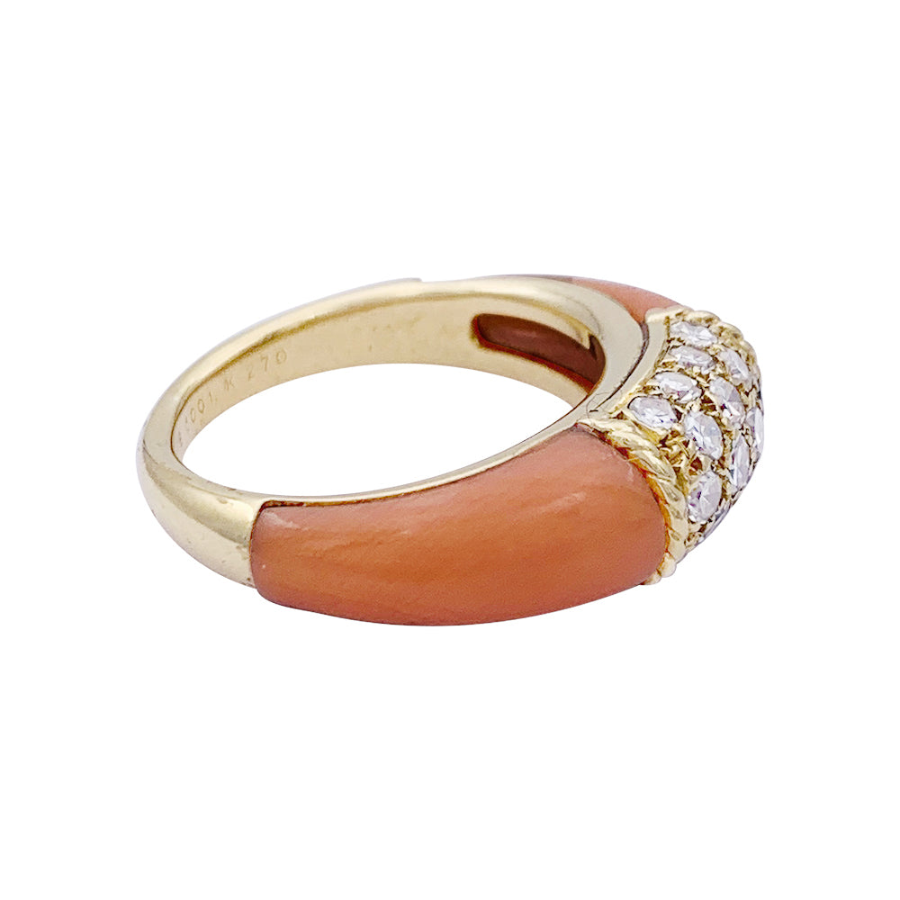 Van Cleef & Arpels "Philippine" ring, yellow gold, pink coral and diamonds.