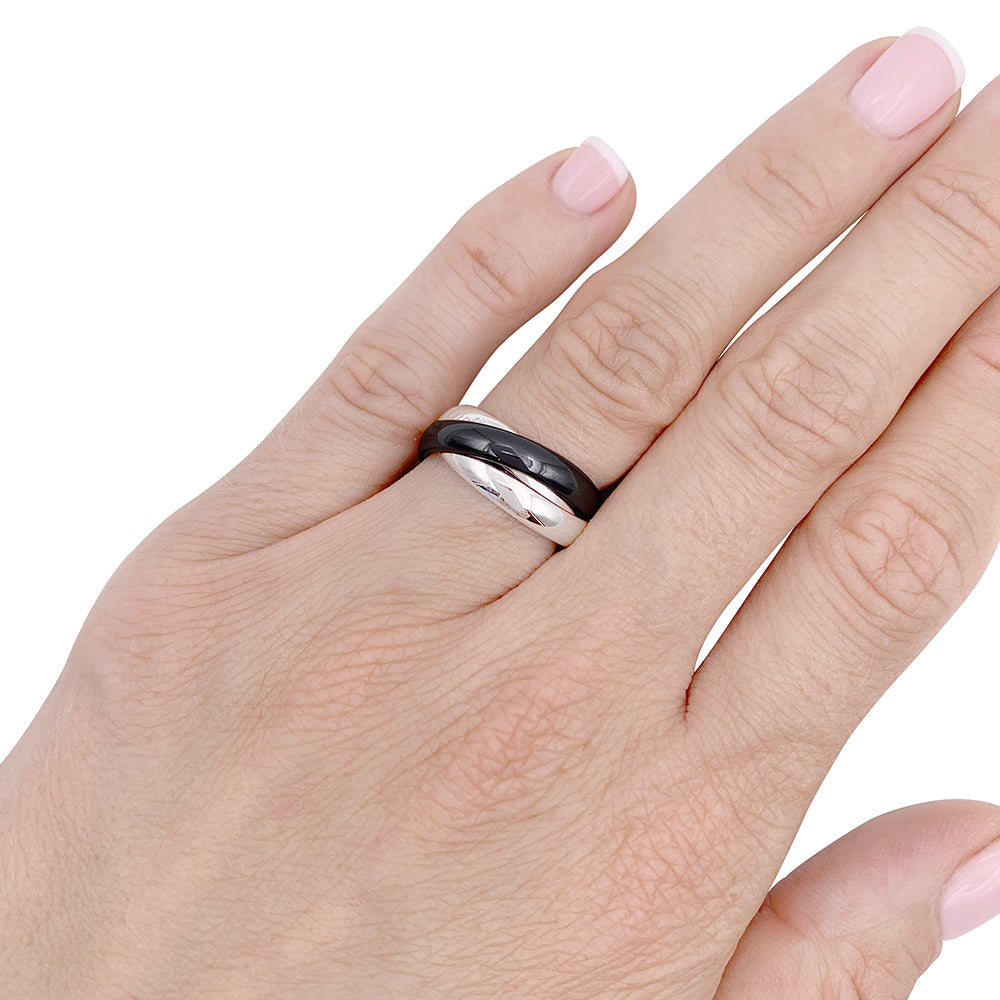 Cartier ring, "Trinity Céramique Classique", white gold and black ceramic.