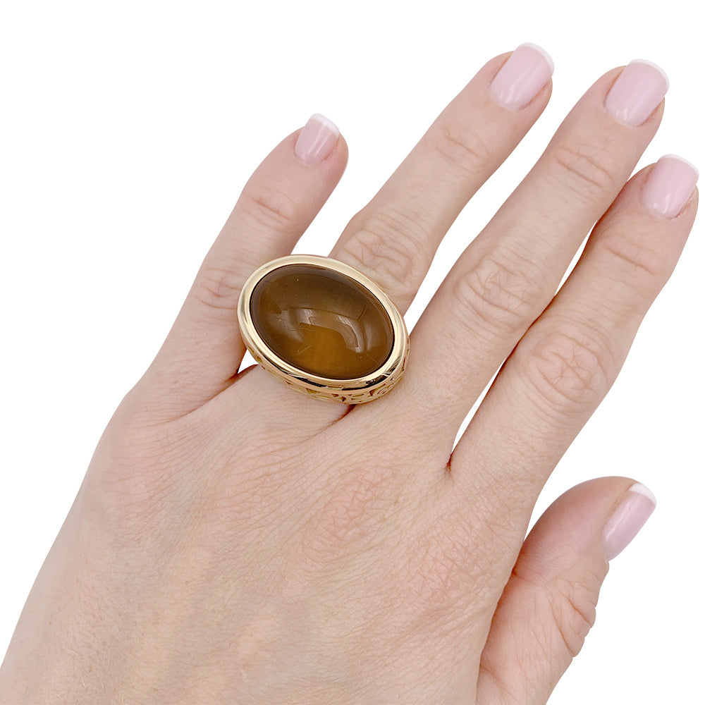 Bague Pomellato, "Arabesque", or rose, ambre.