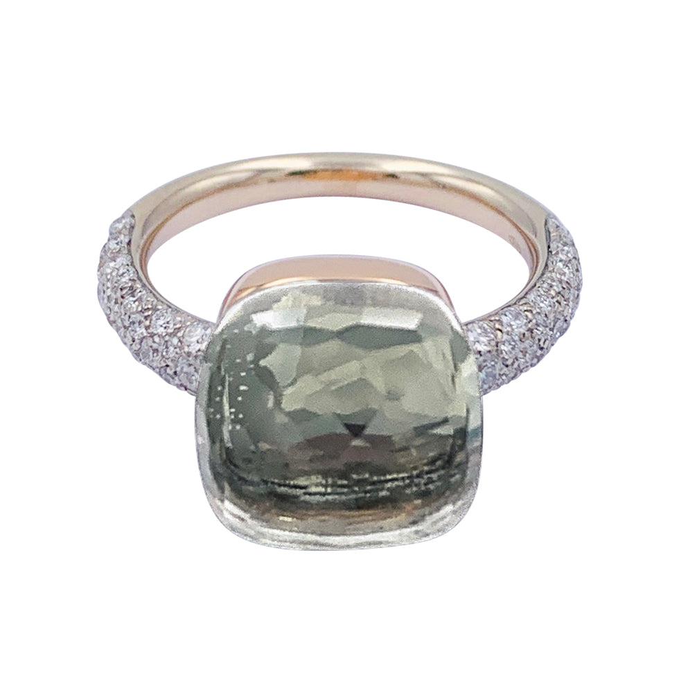 Pomellato ring, "Nudo Maxi", pink and white gold, diamonds, prasiolite.