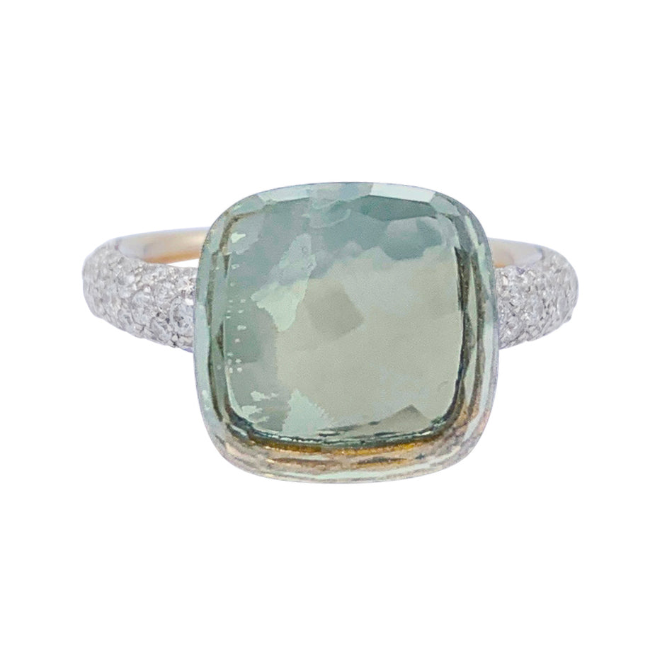 Bague Pomellato, "Nudo Maxi", or rose et blanc, diamants, prasiolite.