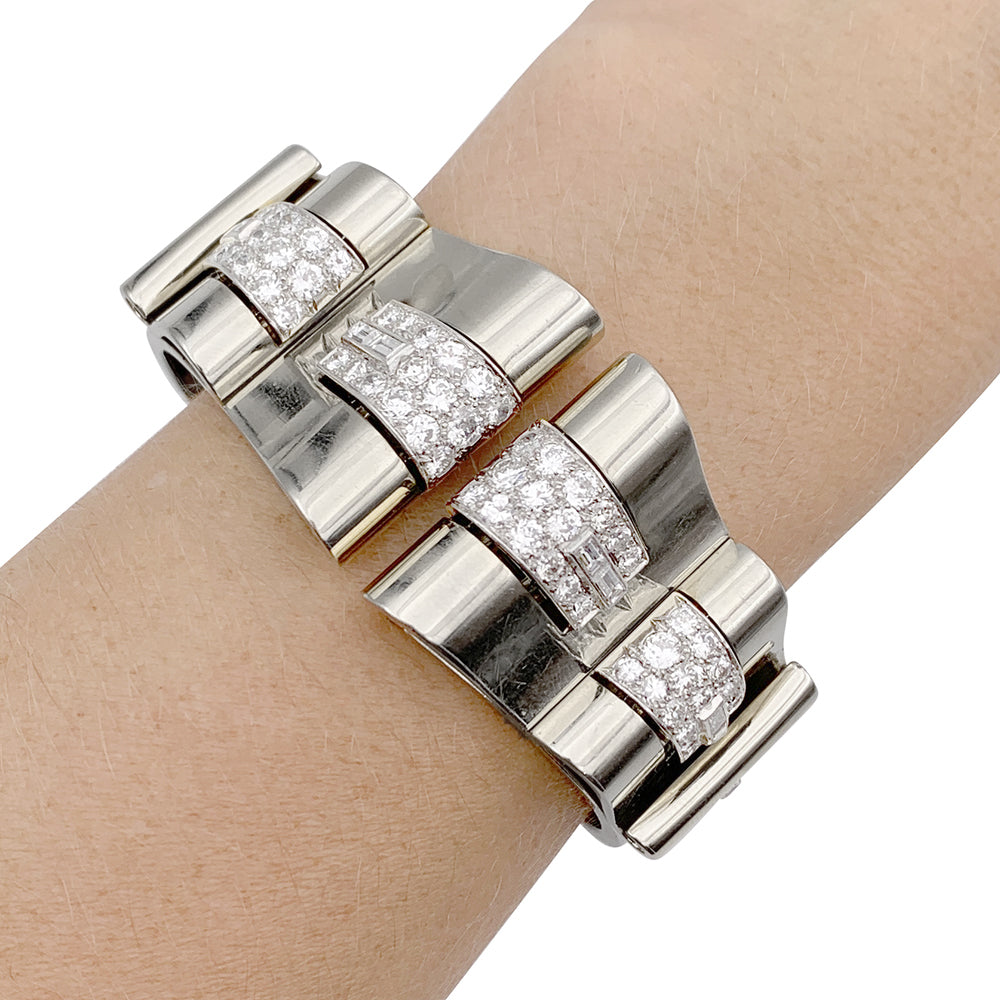 René Boivin Art Deco bracelet, platinum, white gold, diamonds.