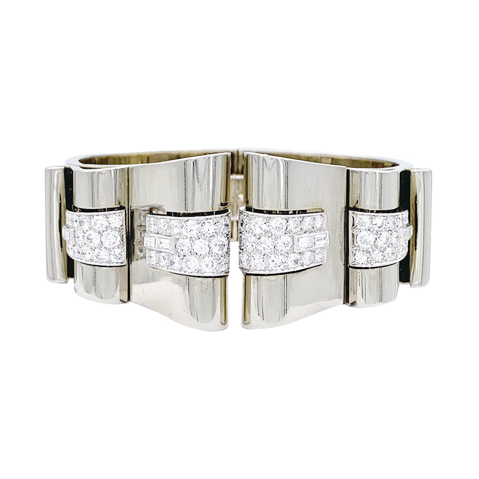 Bracelet Art Déco René Boivin, platine, or blanc, diamants.