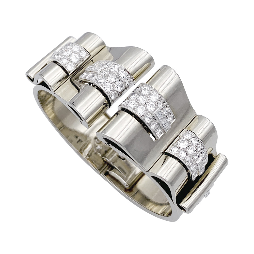 Bracelet Art Déco René Boivin, platine, or blanc, diamants.