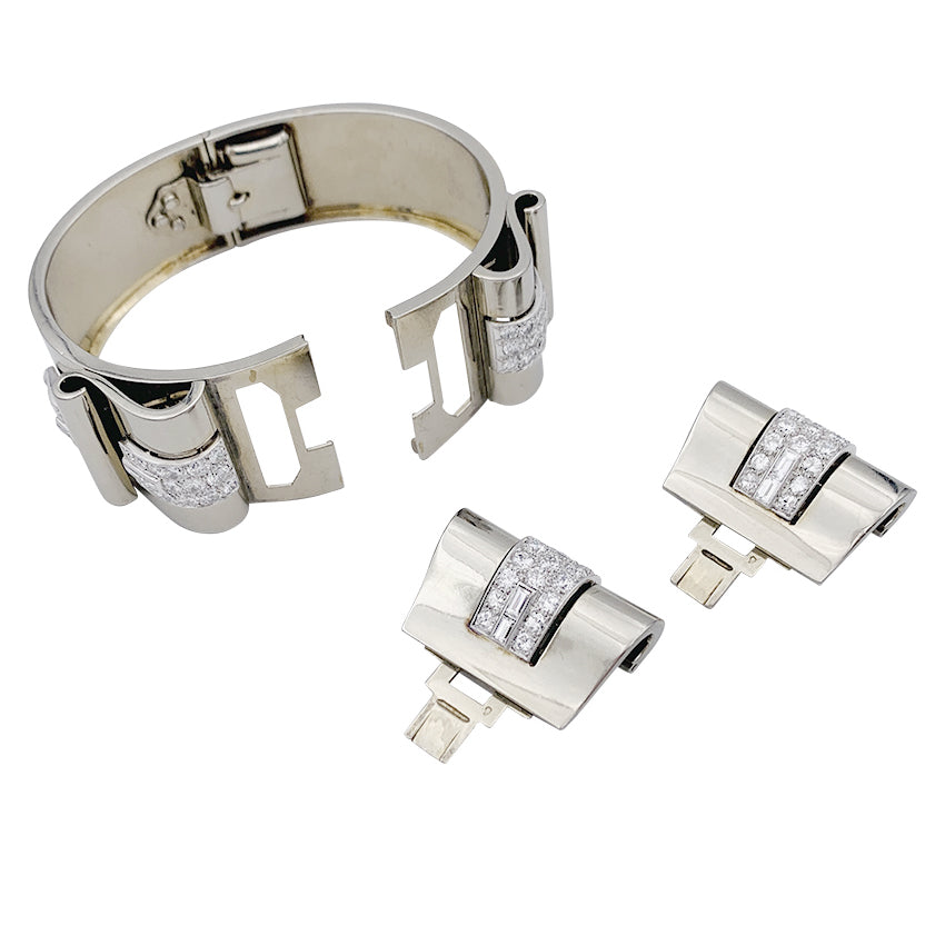 René Boivin Art Deco bracelet, platinum, white gold, diamonds.