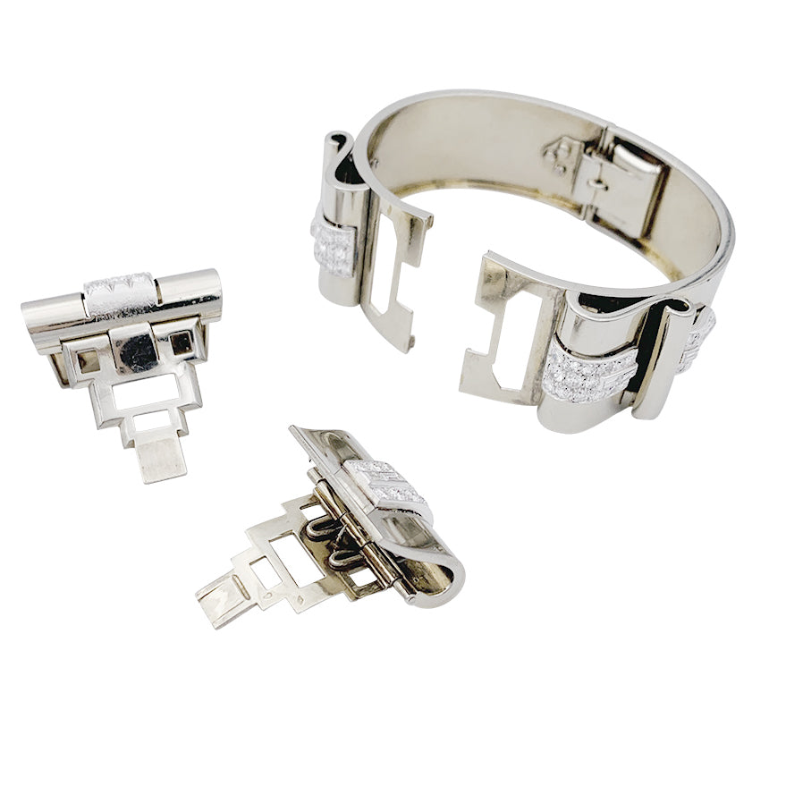 René Boivin Art Deco bracelet, platinum, white gold, diamonds.