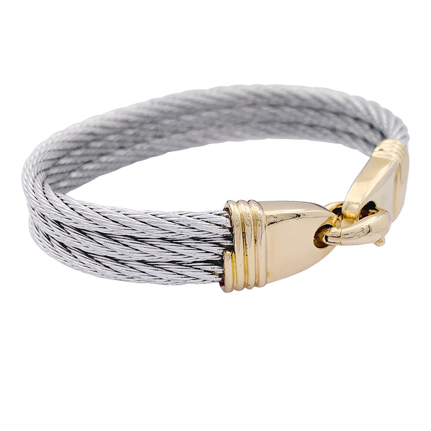 Bracelet vintage Fred "Force 10" or et acier.