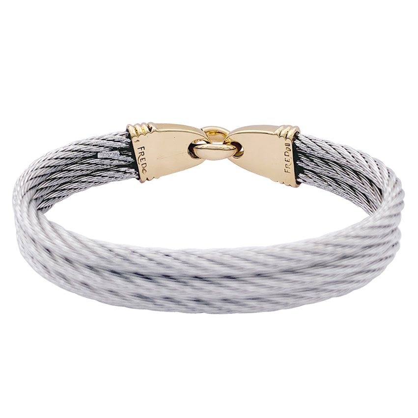 Bracelet vintage Fred "Force 10" or et acier.