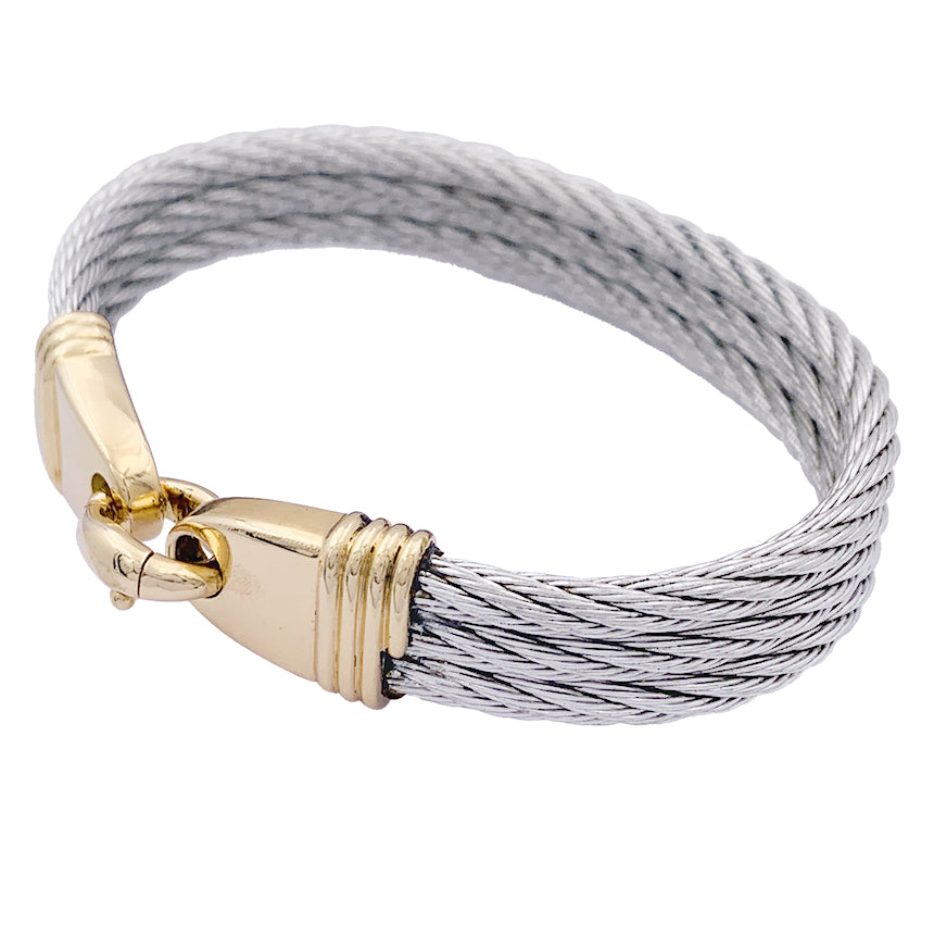 Bracelet vintage Fred "Force 10" or et acier.