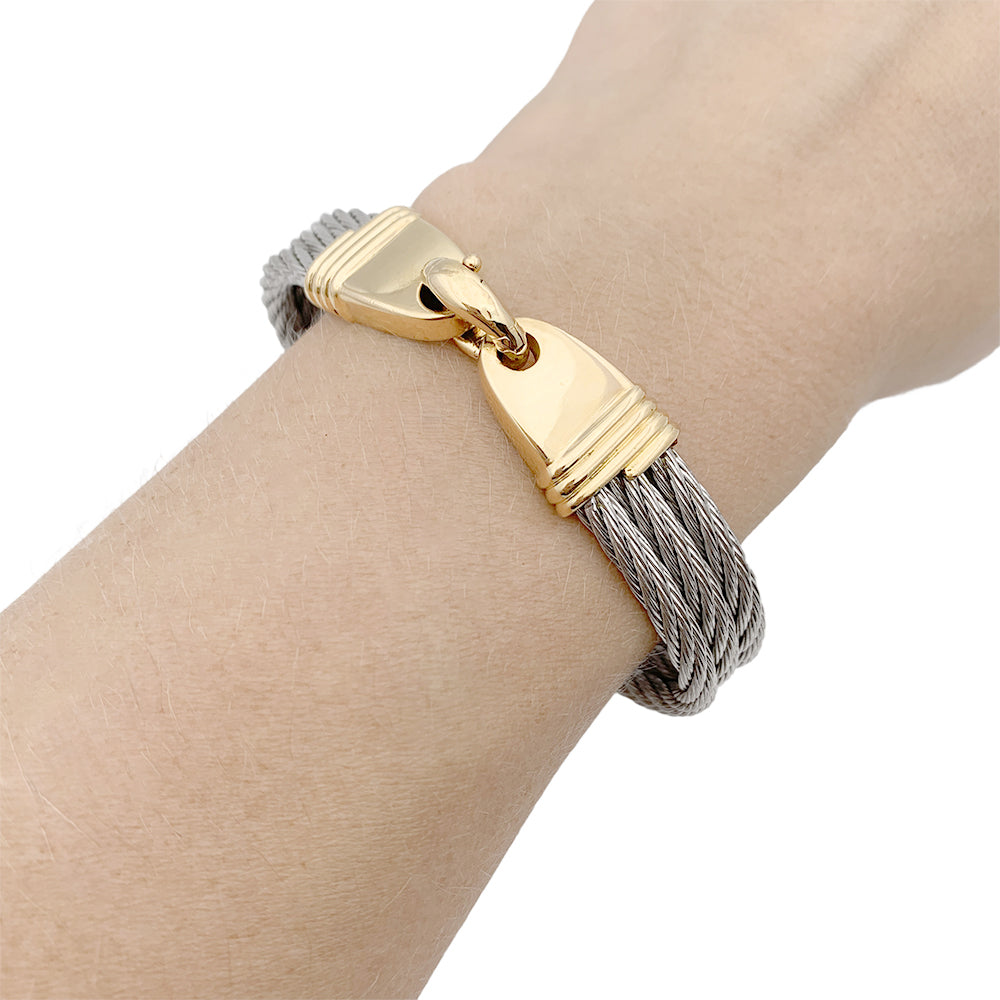 Bracelet vintage Fred "Force 10" or et acier.