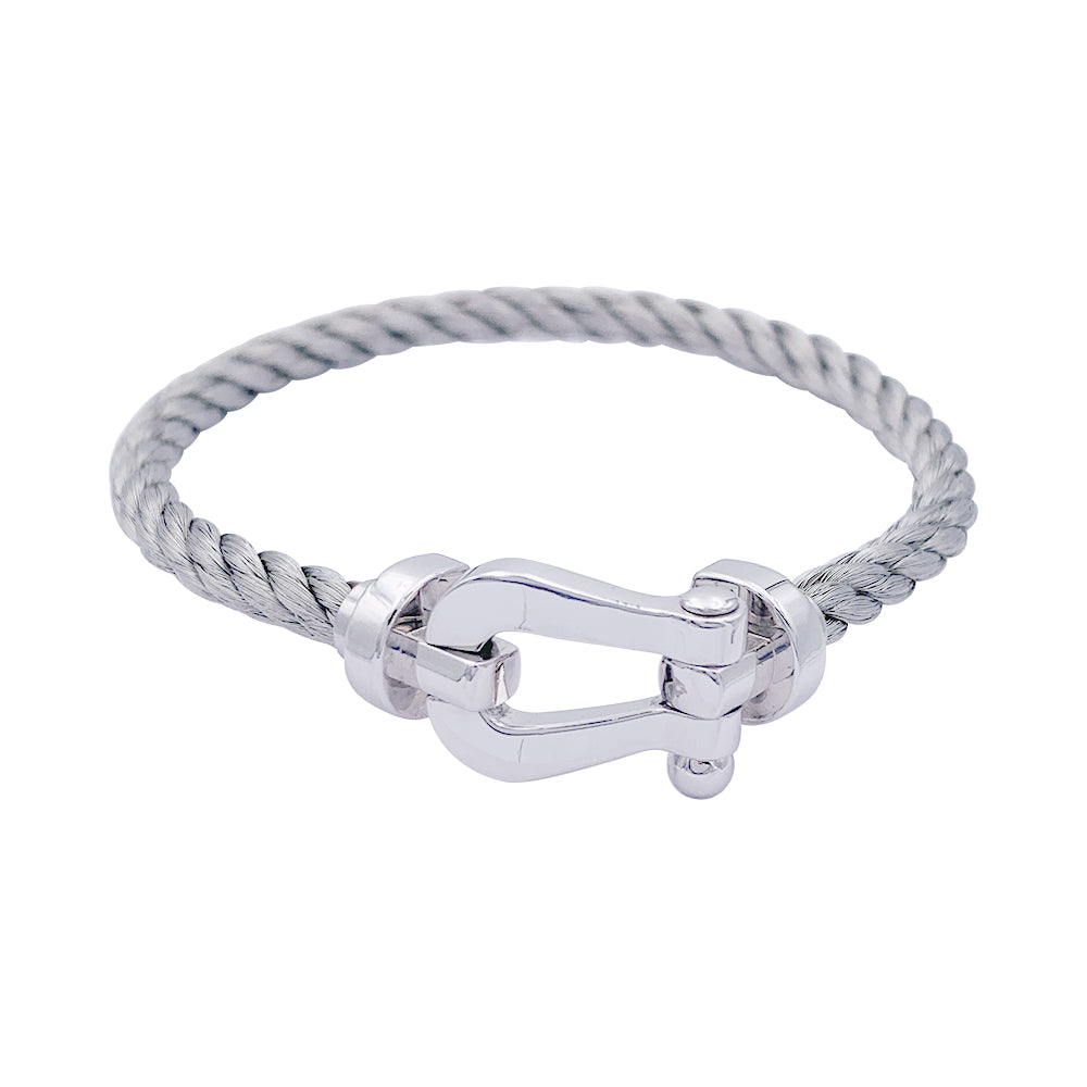 Bracelet Fred,"Force 10", platine et acier.