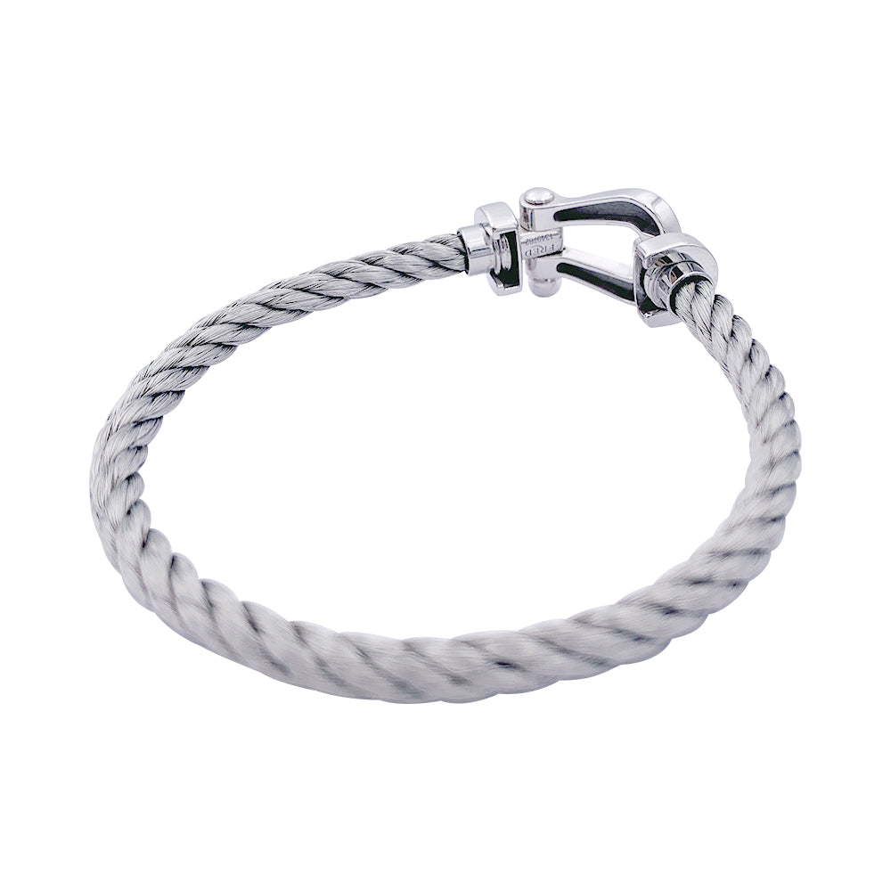 Bracelet Fred,"Force 10", platine et acier.