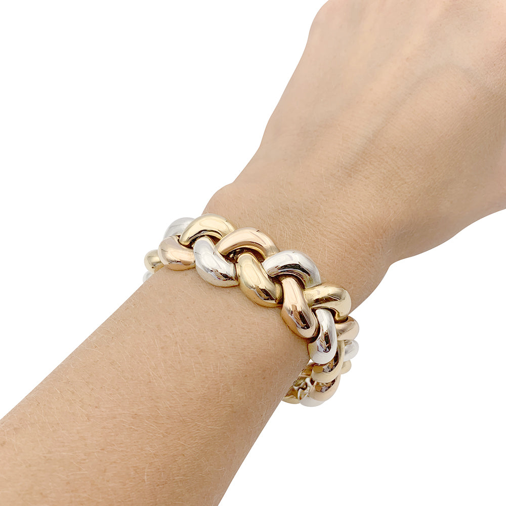 Poiray bracelet, "Tresse", three tones of gold.