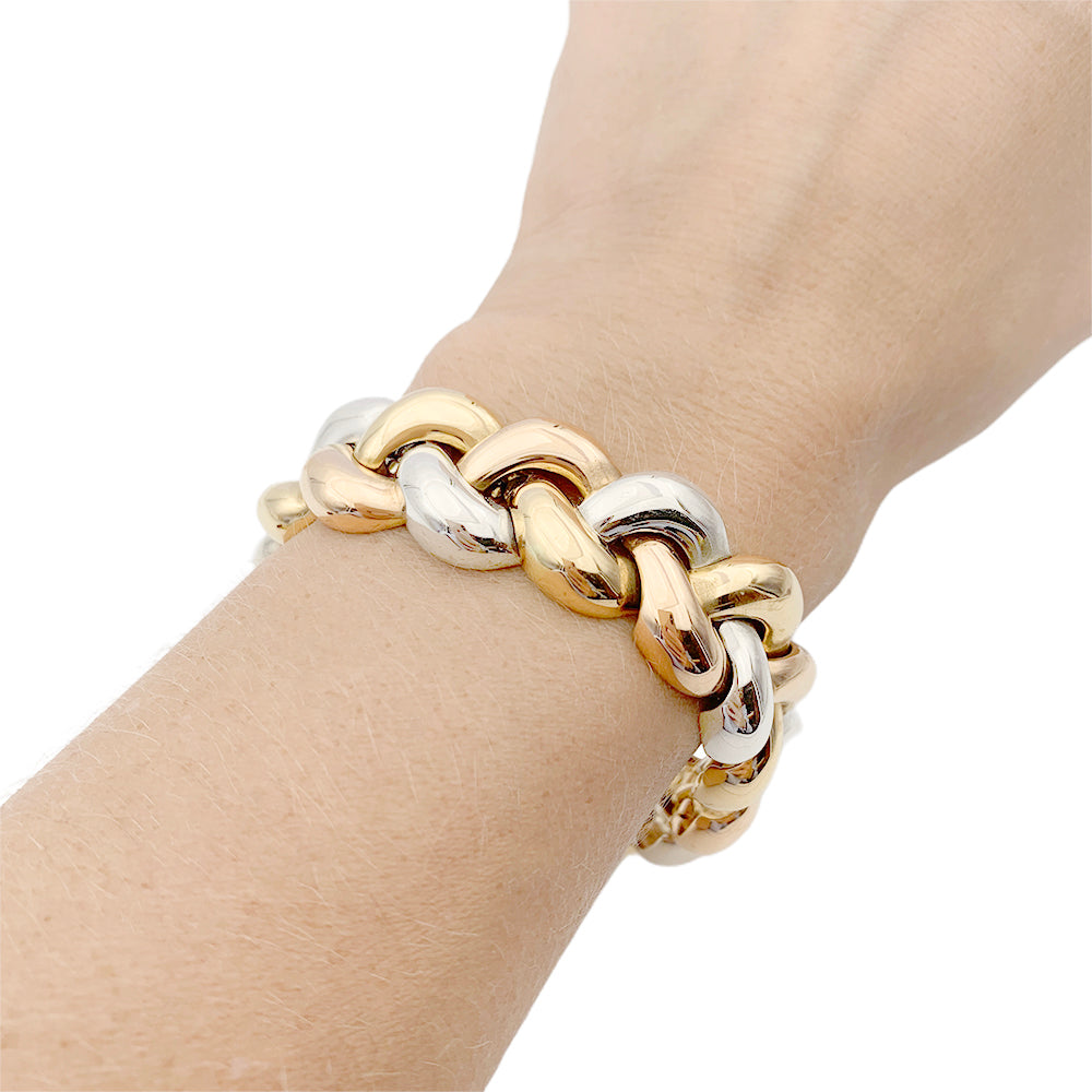 Poiray bracelet, "Tresse", three tones of gold.