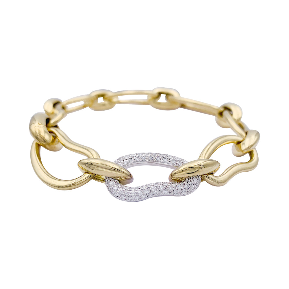Bracelet Pomellato, "Paisley", or jaune, or blanc, diamants.