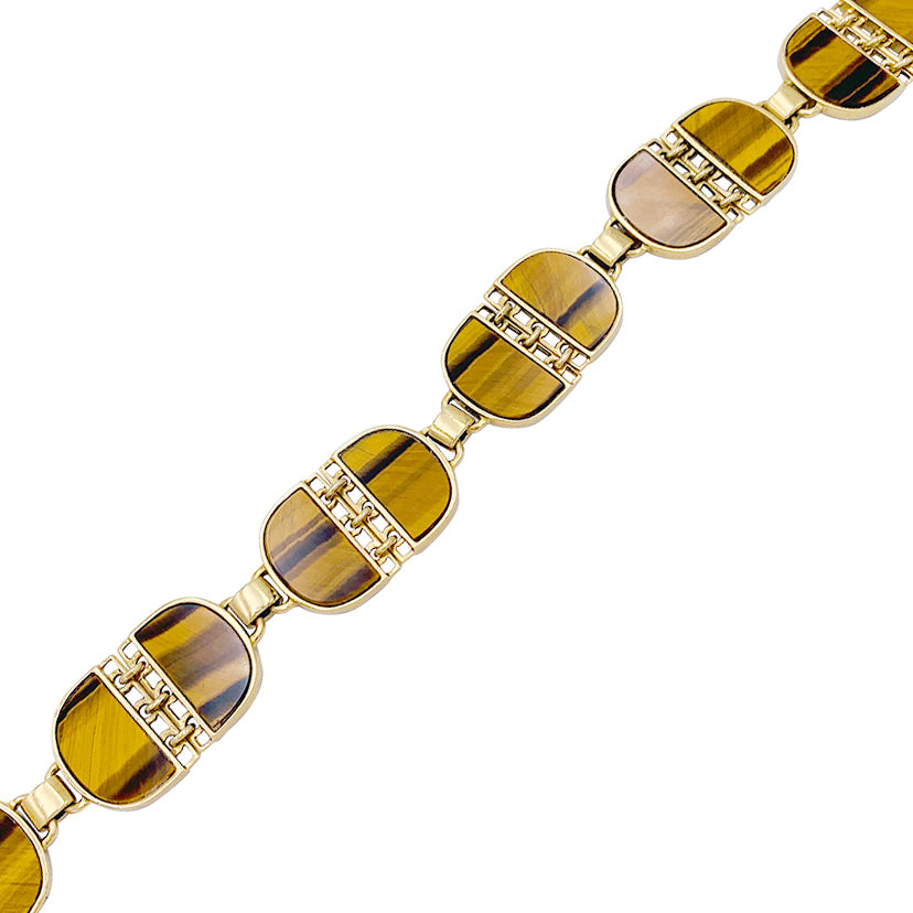 Vintage Gucci bracelet, yellow gold, tiger's eye.