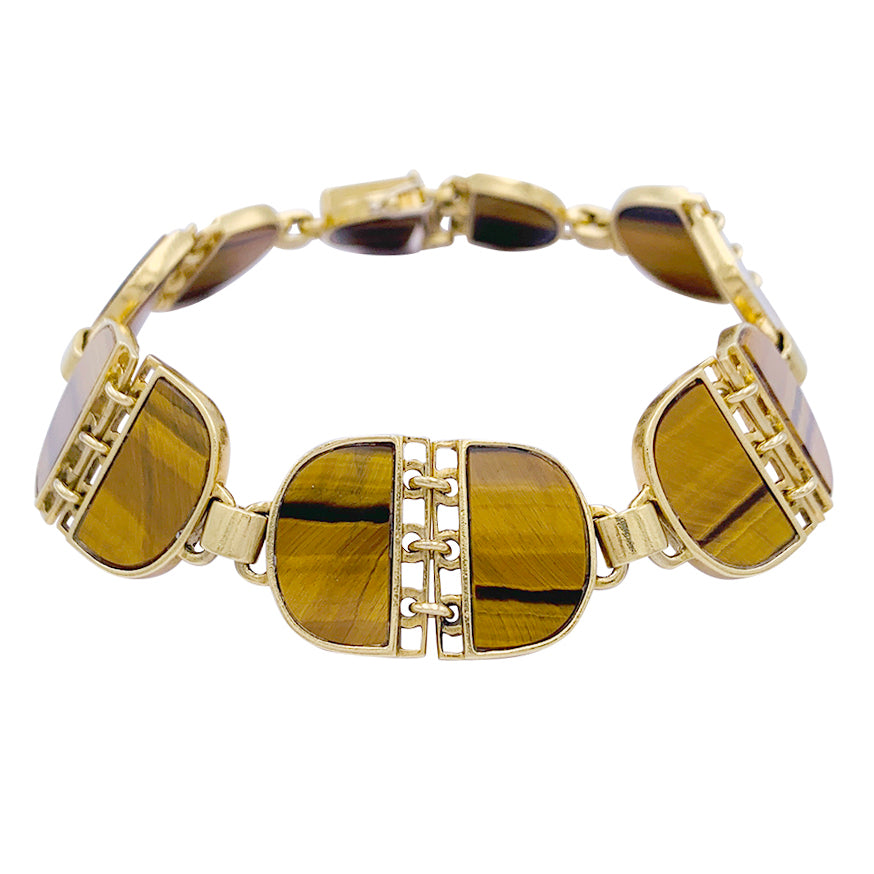 Vintage Gucci bracelet, yellow gold, tiger's eye.