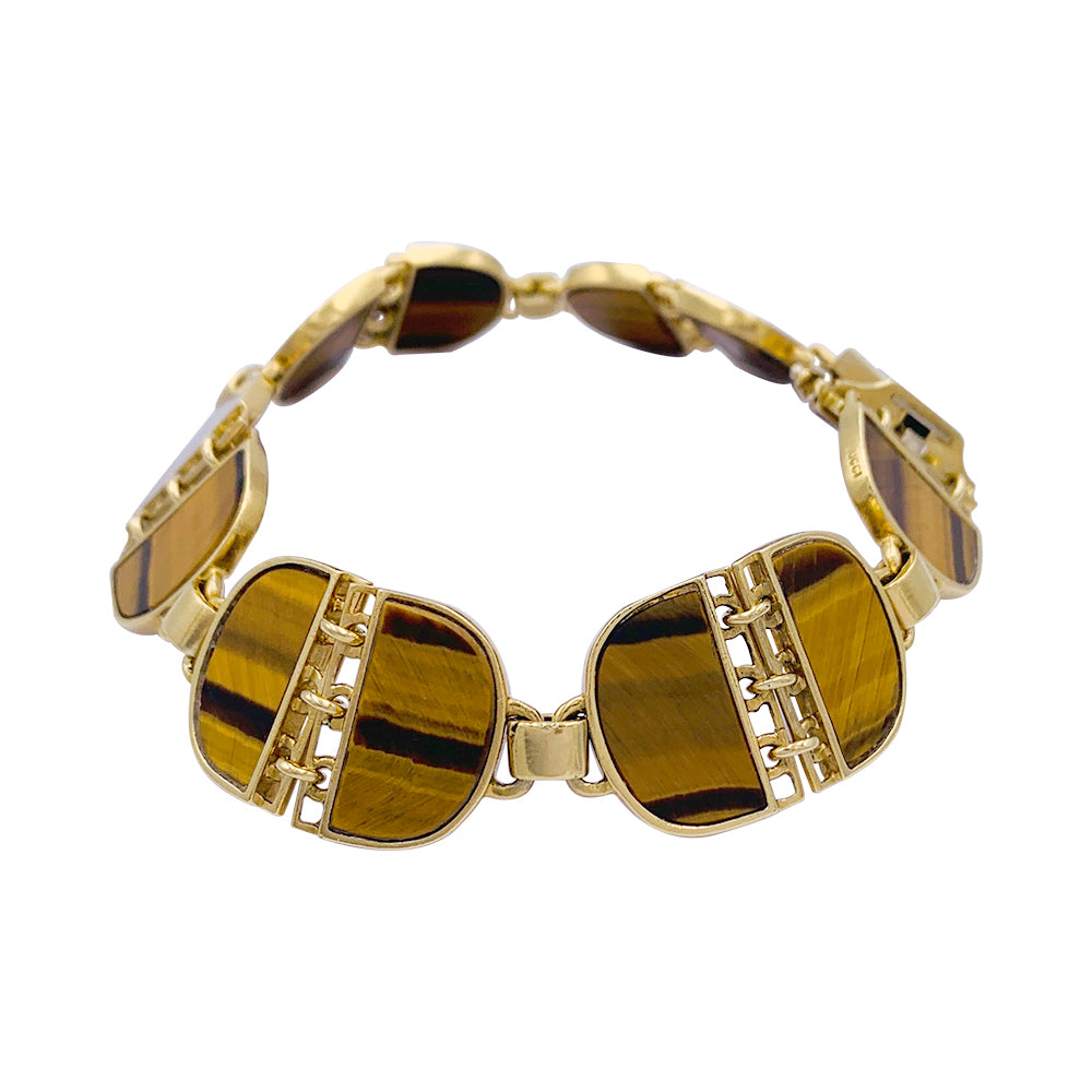Vintage Gucci bracelet, yellow gold, tiger's eye.