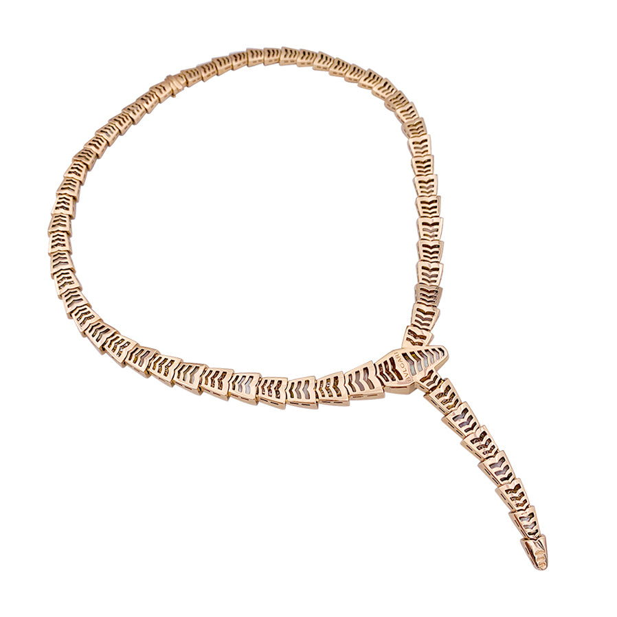 Bulgari necklace, “Serpenti Viper”, pink gold, mother-of-pearl and diamonds.