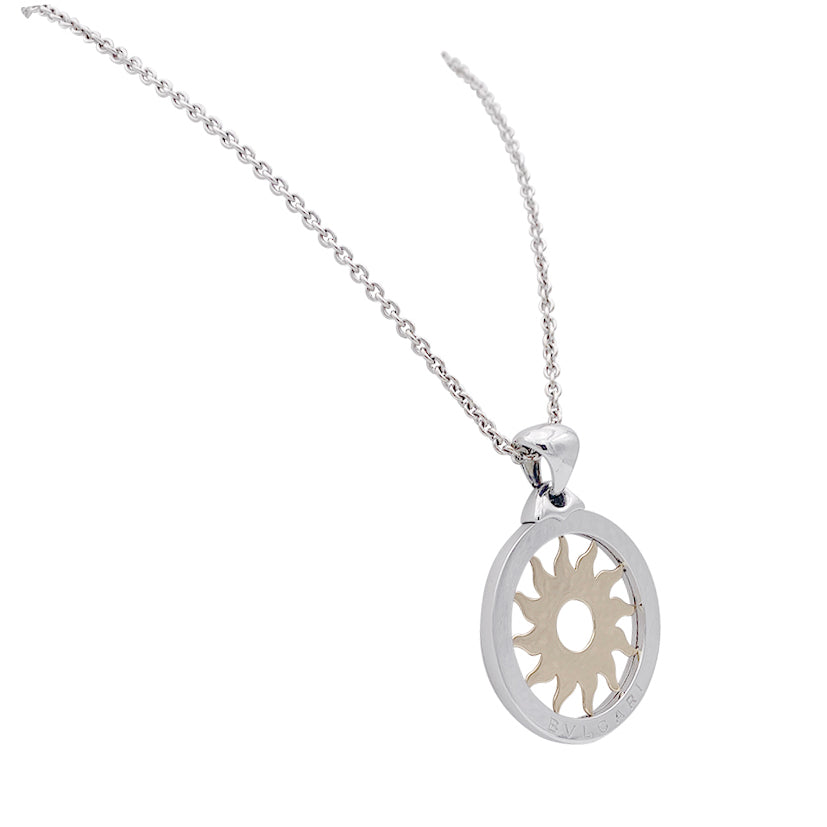 Bulgari necklace, "Tondo Sun", two golds, steel.