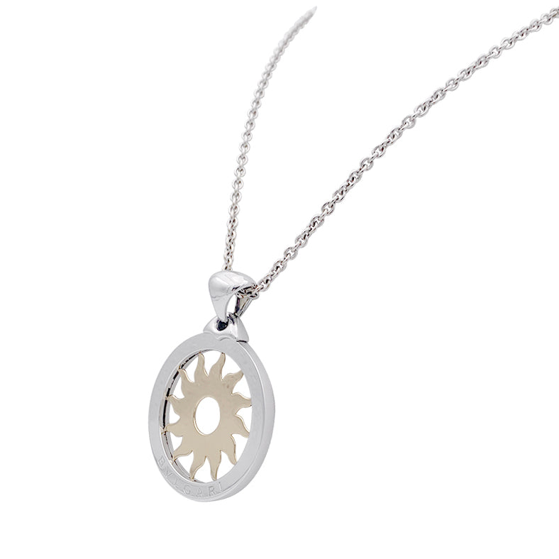 Bulgari necklace, "Tondo Sun", two golds, steel.