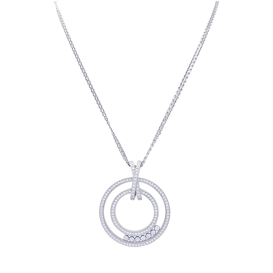 Collier Chopard, "Happy Diamonds", or blanc, diamants.