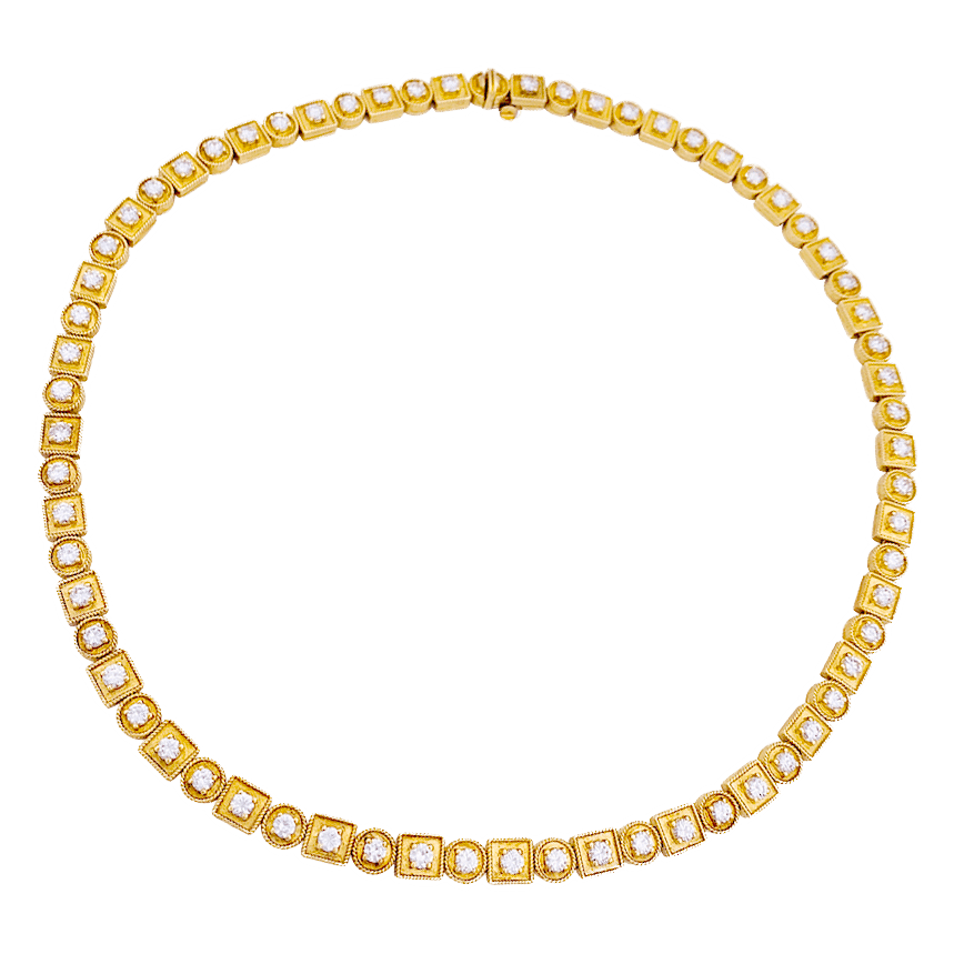 Collier Lalaounis, "Byzantine", or jaune et diamants. - Maison Eloe