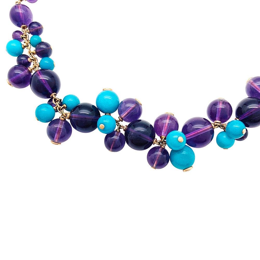 Cartier necklace, "Les Délices de Goa", pink gold, amethysts, turquoises and diamonds.
