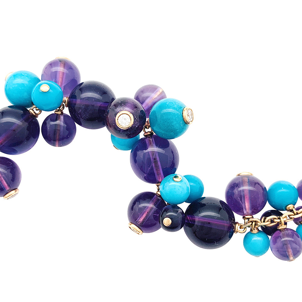Cartier necklace, "Les Délices de Goa", pink gold, amethysts, turquoises and diamonds.