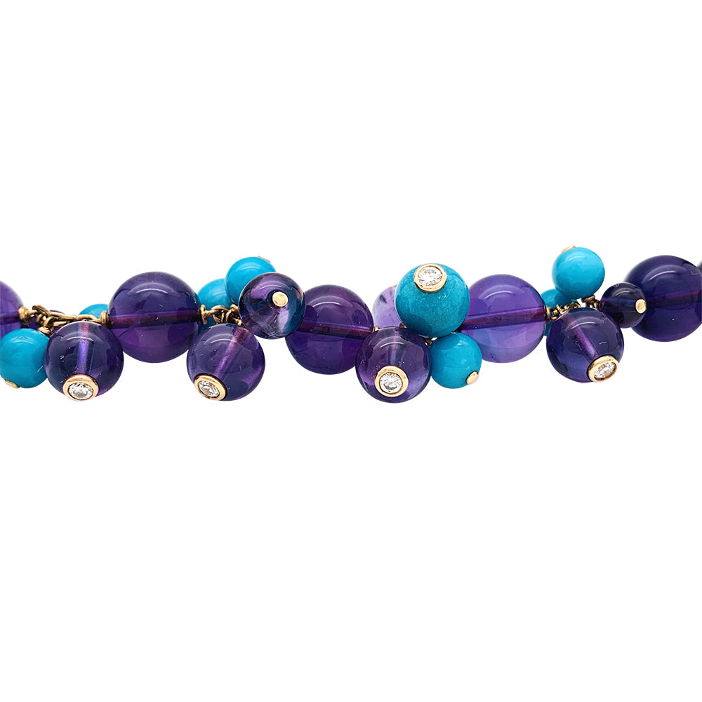Cartier necklace, "Les Délices de Goa", pink gold, amethysts, turquoises and diamonds.