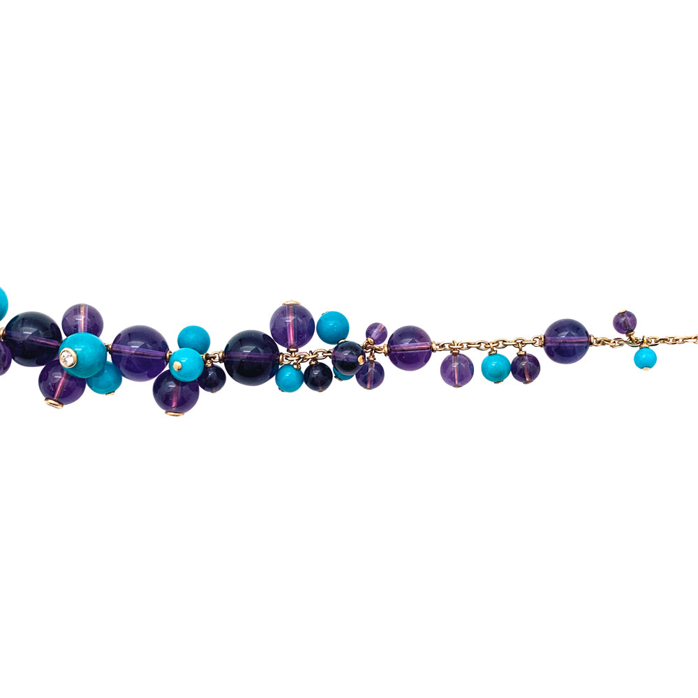 Cartier necklace, "Les Délices de Goa", pink gold, amethysts, turquoises and diamonds.