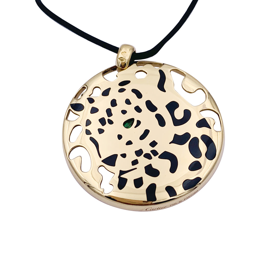 Pendentif Cartier,"Cartier Sauvage", en or jaune, émail et tsavorite.