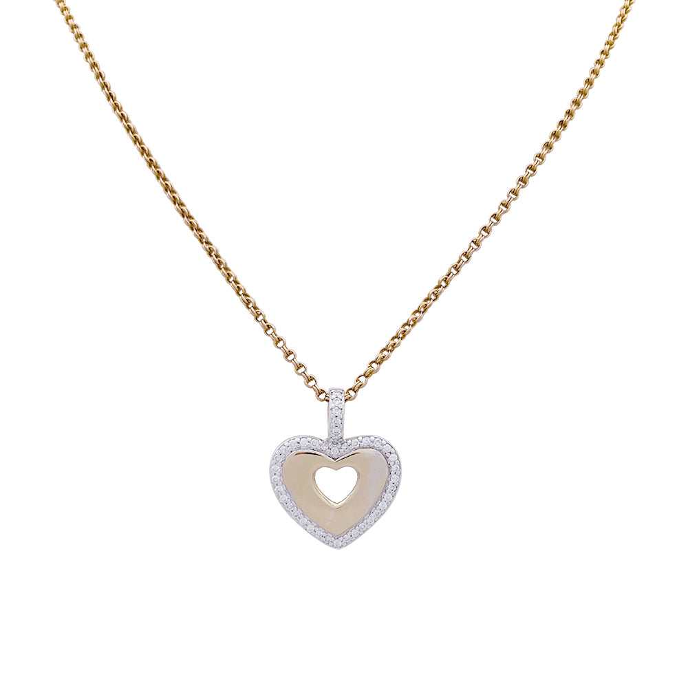 Pendentif Poiray, "Coeur secret", or jaune, or blanc et diamants.