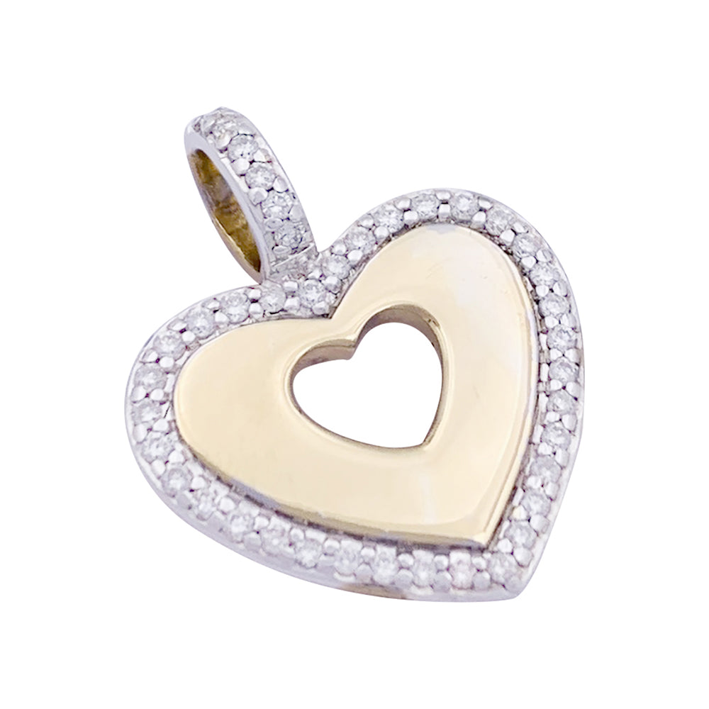 Pendentif Poiray, "Coeur secret", or jaune, or blanc et diamants.